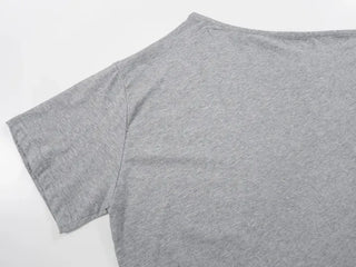 Kuel Boxy Fit Simple One-Shoulder Short Sleeve T-Shirt