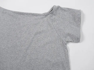 Kuel Boxy Fit Simple One-Shoulder Short Sleeve T-Shirt