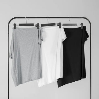 Kuel Boxy Fit Simple One-Shoulder Short Sleeve T-Shirt