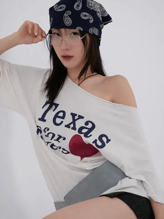 Kia Texas Oversized One-Shoulder T-Shirt