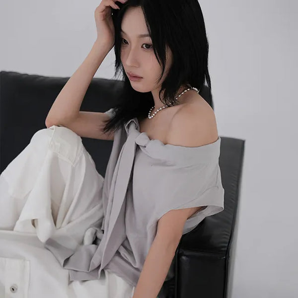 SOV Soft Tie Off Blouse