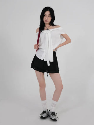 SOV Soft Tie Off Blouse