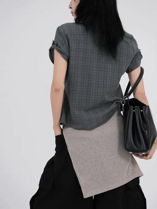 Caro Roll-up Vintage Check Pintuck Shirt