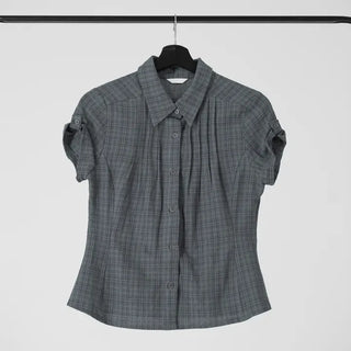 Caro Roll-up Vintage Check Pintuck Shirt