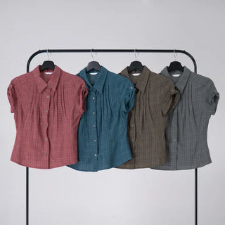 Caro Roll-up Vintage Check Pintuck Shirt