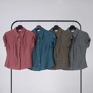 Caro Roll-up Vintage Check Pintuck Shirt