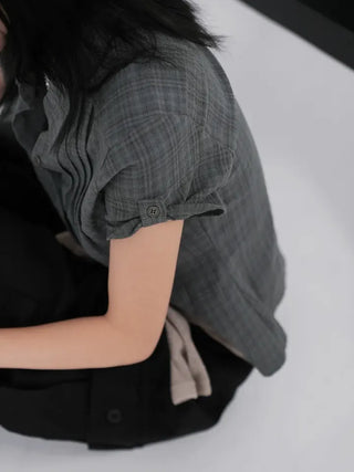 Caro Roll-up Vintage Check Pintuck Shirt