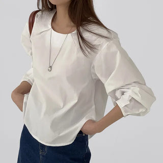 Quni Round Neck Pintuck Blouse