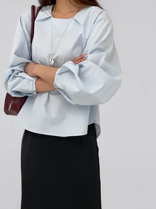 Quni Round Neck Pintuck Blouse