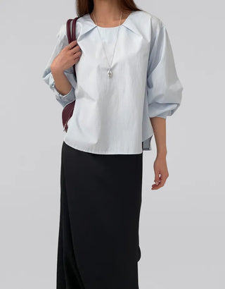 Quni Round Neck Pintuck Blouse