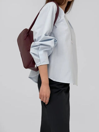 Quni Round Neck Pintuck Blouse