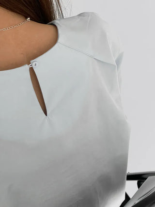 Quni Round Neck Pintuck Blouse