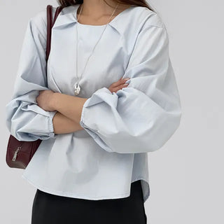Quni Round Neck Pintuck Blouse