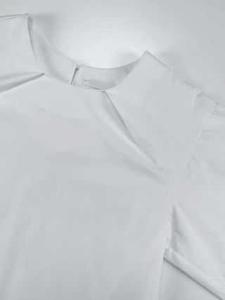 Quni Round Neck Pintuck Blouse