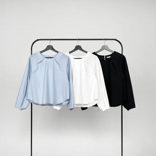 Quni Round Neck Pintuck Blouse