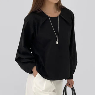 Quni Round Neck Pintuck Blouse