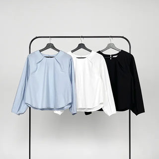 Quni Round Neck Pintuck Blouse