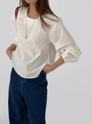 Quni Round Neck Pintuck Blouse