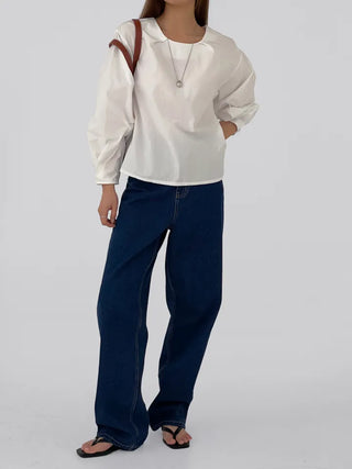 Quni Round Neck Pintuck Blouse