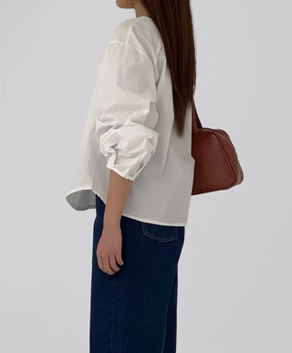 Quni Round Neck Pintuck Blouse
