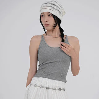 Rurti Beaded Ribbed Sleeveless Top
