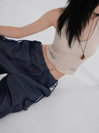Rurti Beaded Ribbed Sleeveless Top