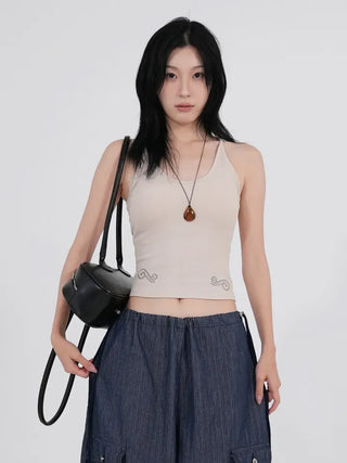 Rurti Beaded Ribbed Sleeveless Top