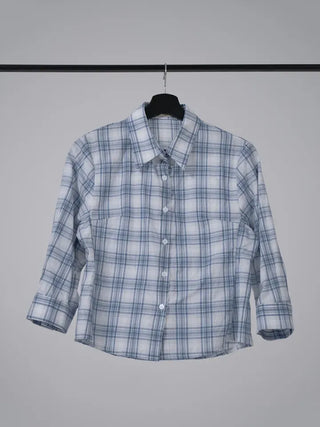 Zeo 3/4 Vintage Crop Check Shirt