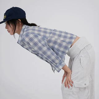 Zeo 3/4 Vintage Crop Check Shirt