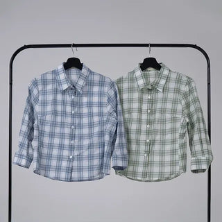 Zeo 3/4 Vintage Crop Check Shirt