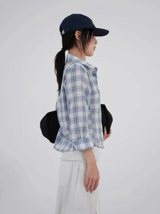Zeo 3/4 Vintage Crop Check Shirt