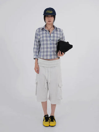 Zeo 3/4 Vintage Crop Check Shirt