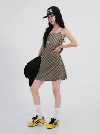 Dorin Reversible Check Dress