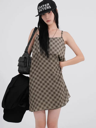 Dorin Reversible Check Dress
