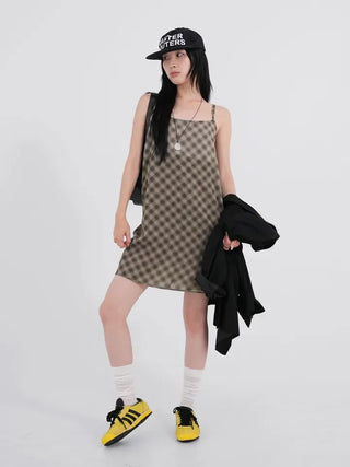 Dorin Reversible Check Dress