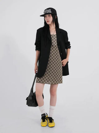Dorin Reversible Check Dress