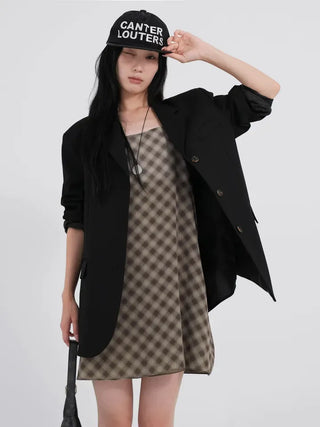 Dorin Reversible Check Dress