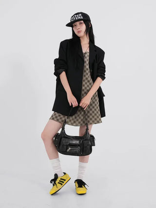 Dorin Reversible Check Dress