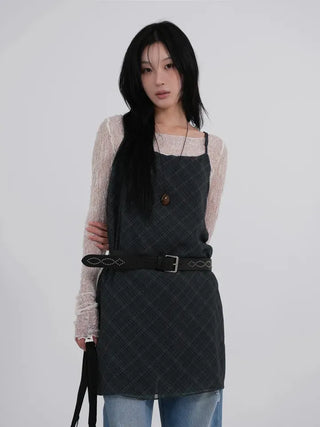 Dorin Reversible Check Dress