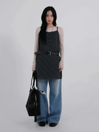 Dorin Reversible Check Dress