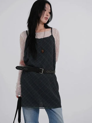 Dorin Reversible Check Dress