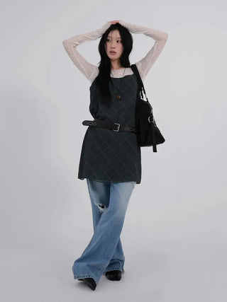 Dorin Reversible Check Dress