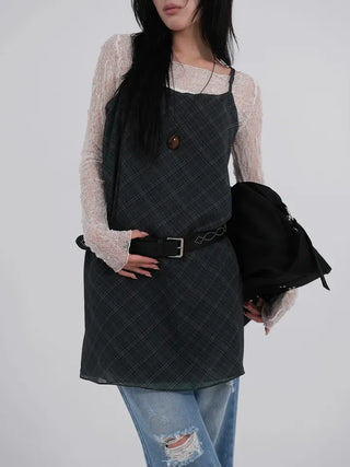 Dorin Reversible Check Dress