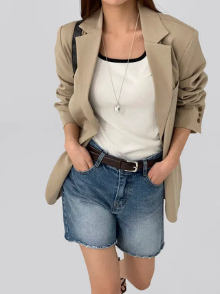 Chaki Two-Button Tailored Jacket Spring Outerwear