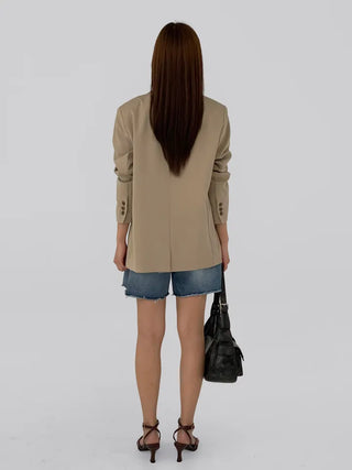 Chaki Two-Button Tailored Jacket Spring Outerwear