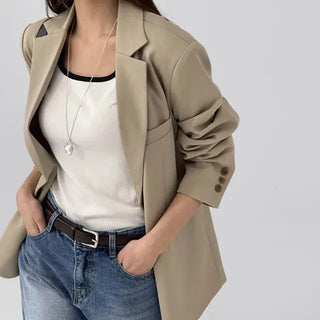 Chaki Two-Button Tailored Jacket Spring Outerwear
