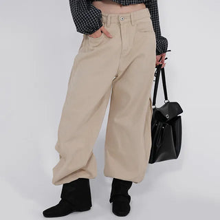 Bea Side Cut Snap Balloon Cotton Pants