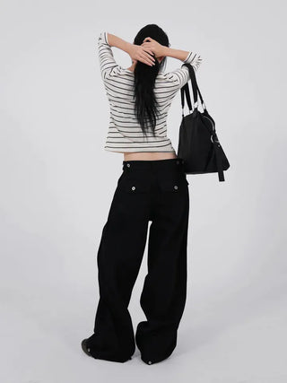 Bea Side Cut Snap Balloon Cotton Pants
