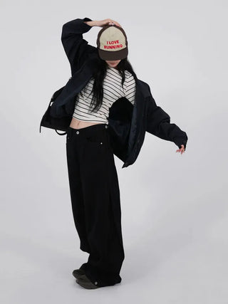 Bea Side Cut Snap Balloon Cotton Pants