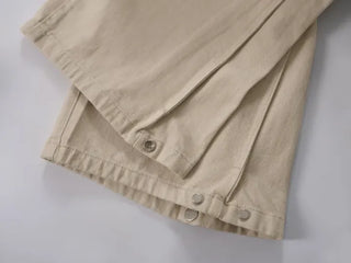 Bea Side Cut Snap Balloon Cotton Pants